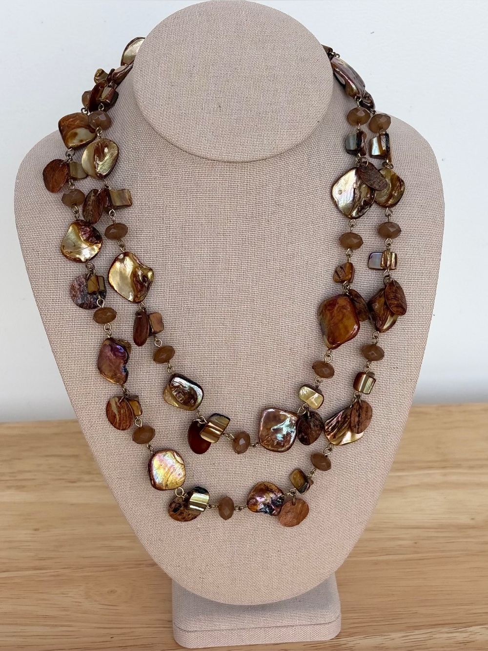 Long 40” Freshwater Pearl & Agate Statement Necklace